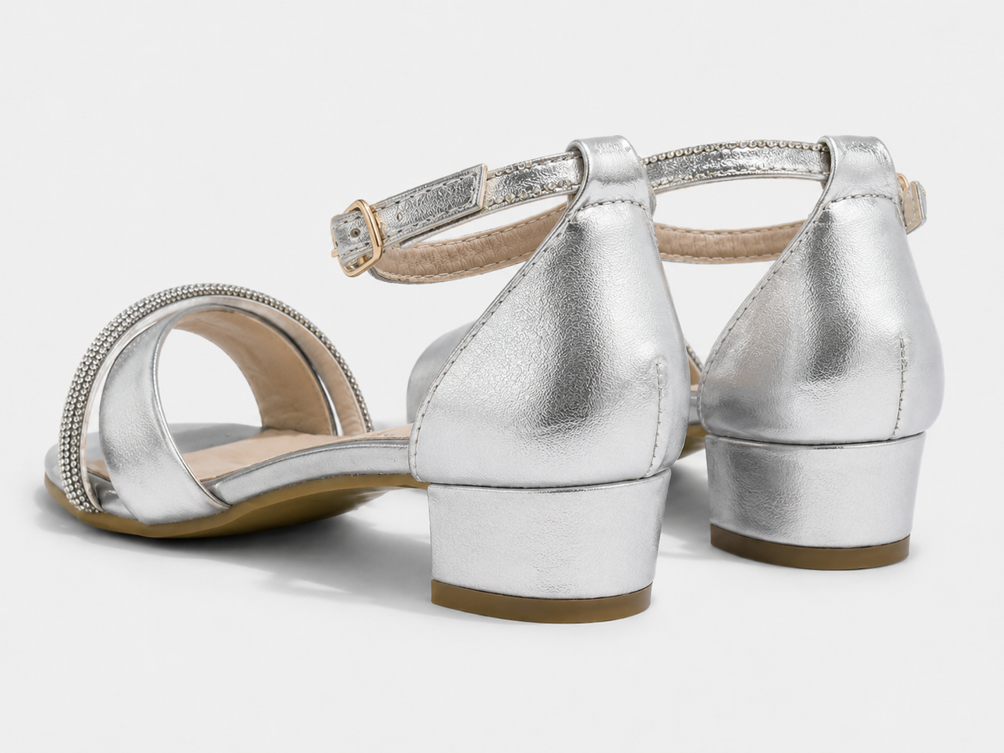 Luna Silver Glitter Bow Heel Sandals