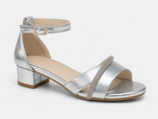 Luna Silver Glitter Bow Heel Sandals