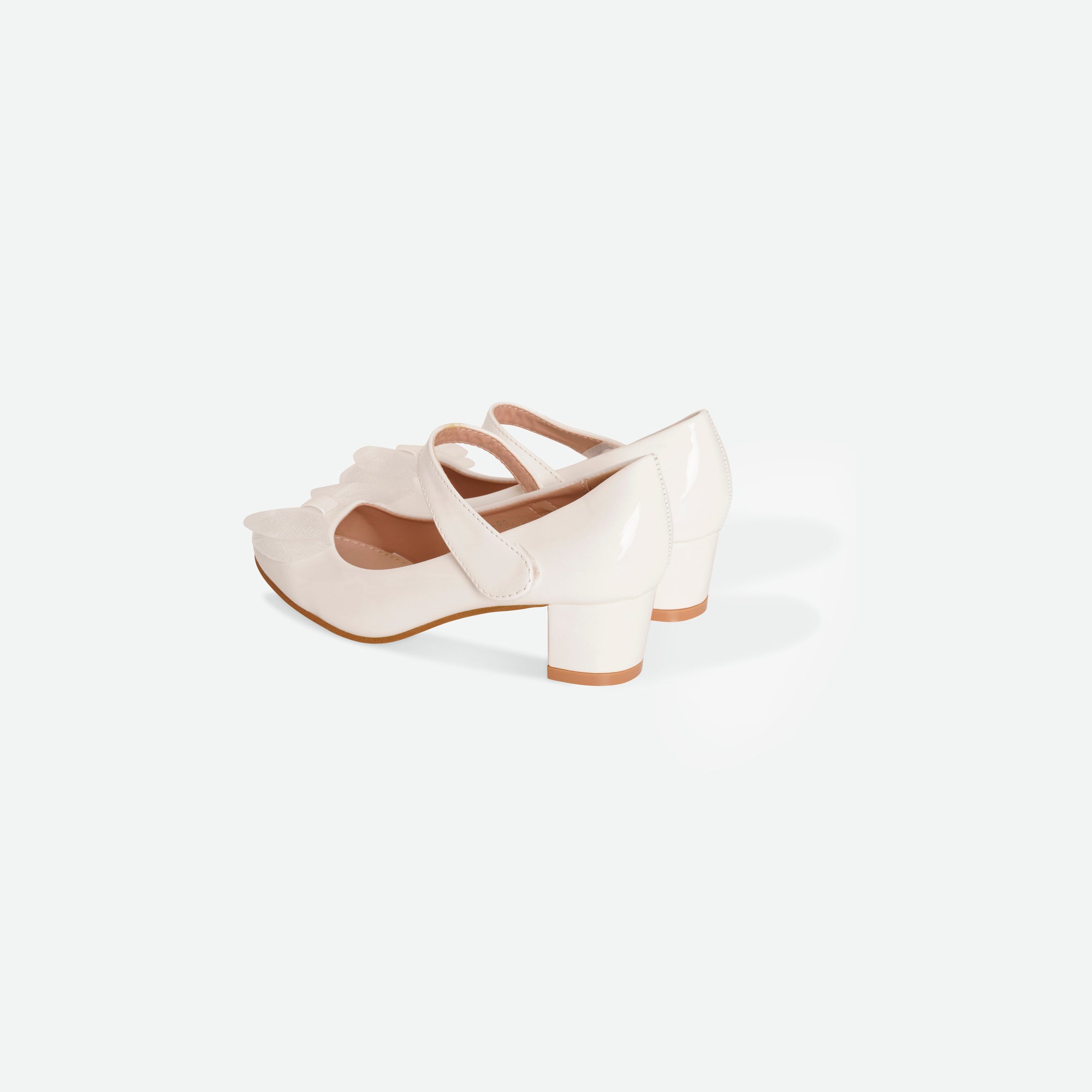 SKYE- White Patent bow block heel