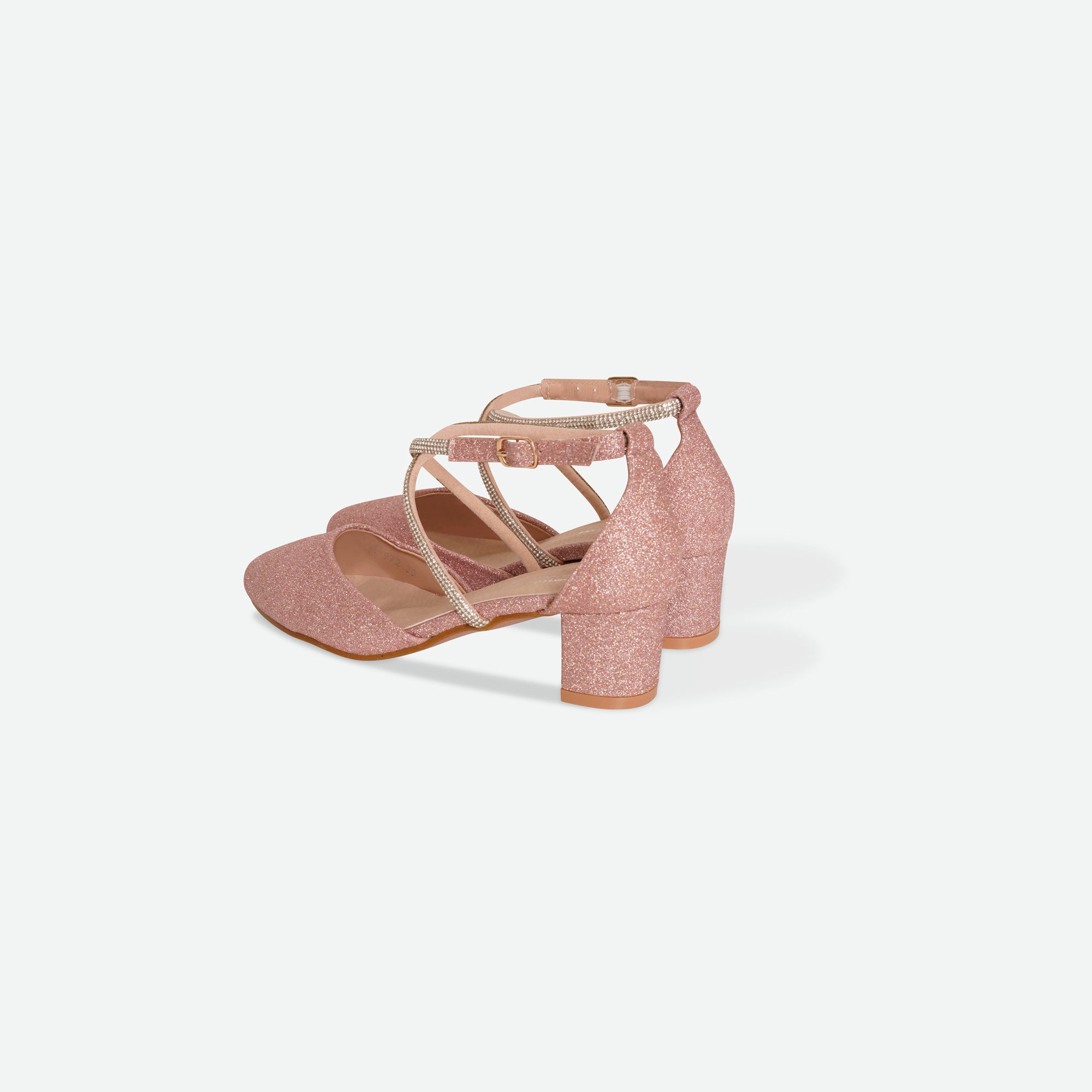 LYDIA- Pink Glitter block heel shoe
