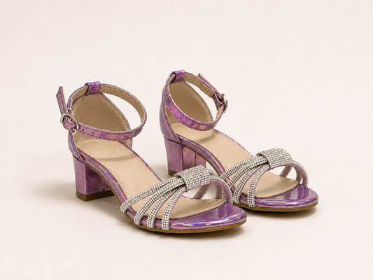 Aria Diamante Pink Block Heel Sandals