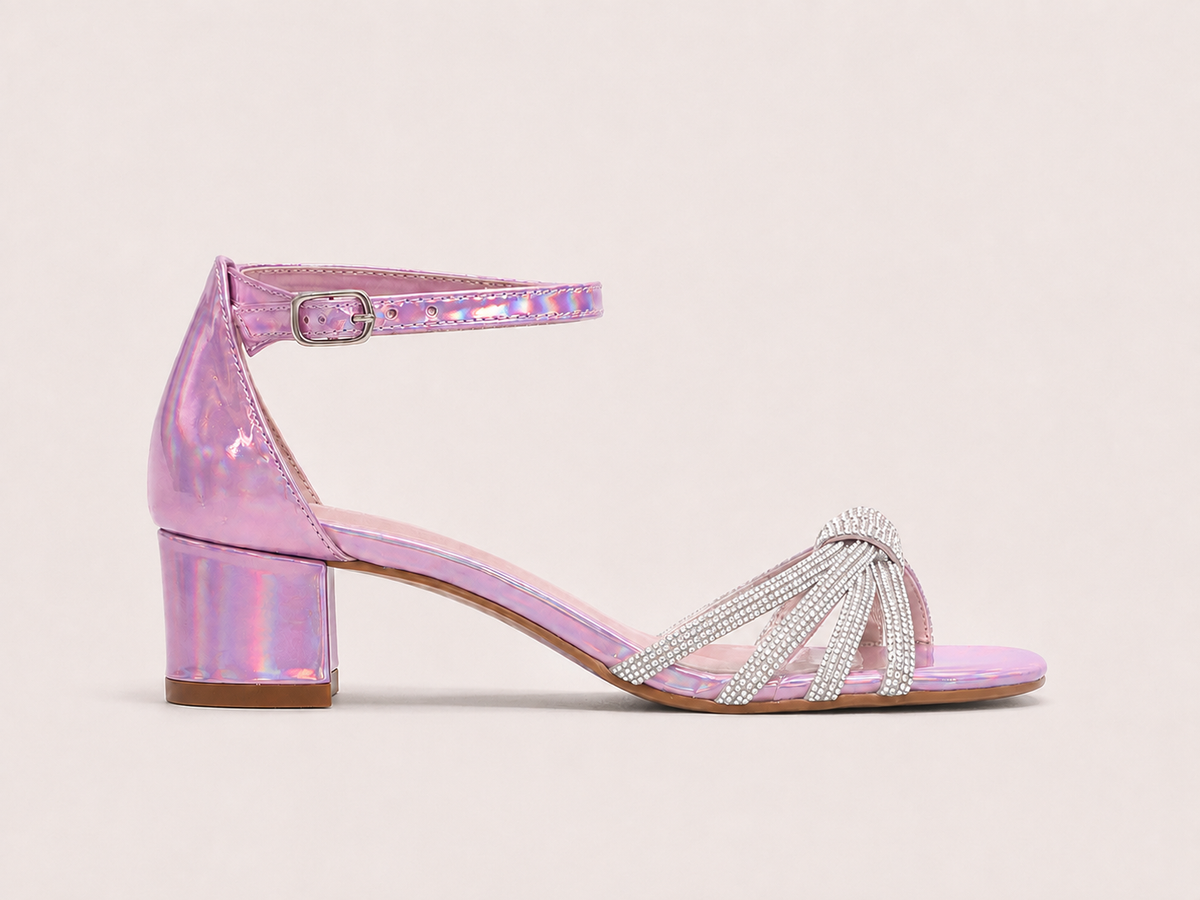 Aria Diamante Pink Block Heel Sandals