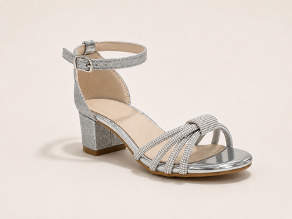 Aria Diamante Silver Block Heel Sandals