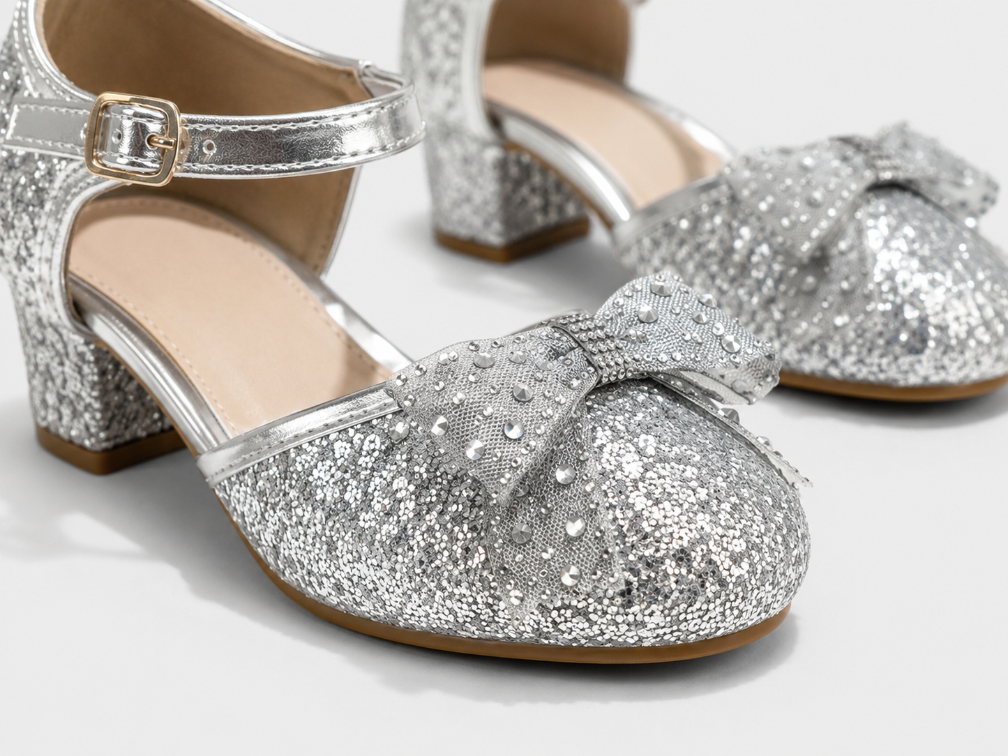 Bella Silver Glitter Heels