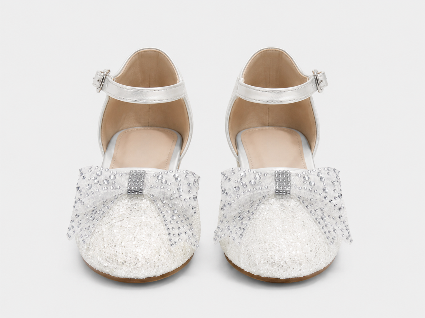 Bella White Glitter Heels