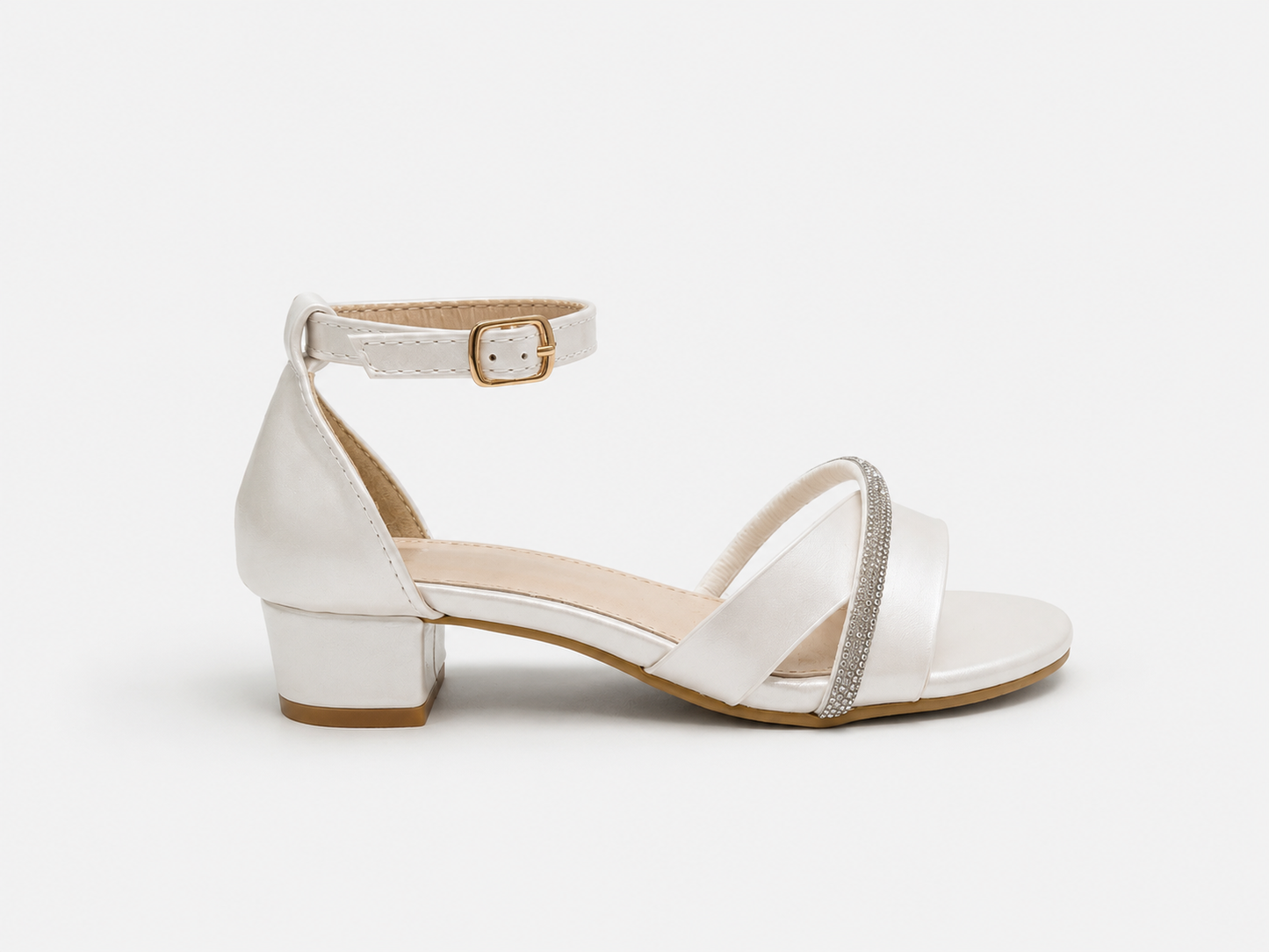 Luna White Glitter Bow Heel Sandals