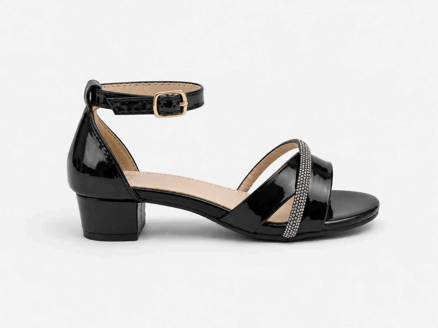 Luna Black Glitter Bow Heel Sandals
