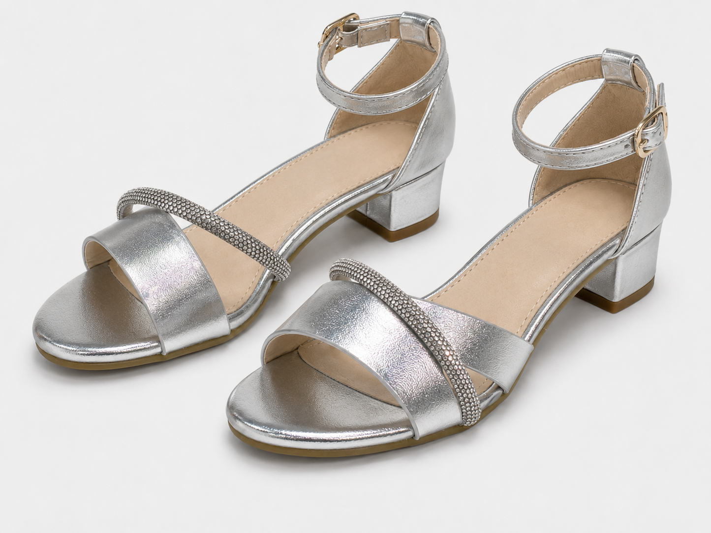 Luna Silver Glitter Bow Heel Sandals