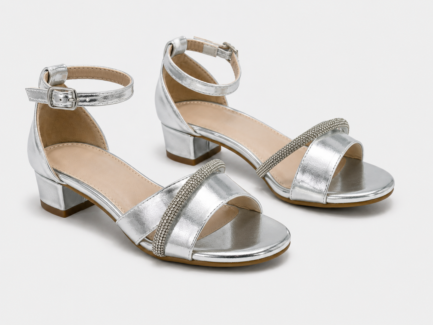 Luna Silver Glitter Bow Heel Sandals