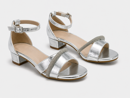 Luna Silver Glitter Bow Heel Sandals