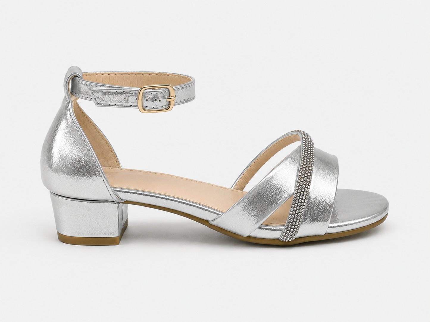 Luna Silver Glitter Bow Heel Sandals