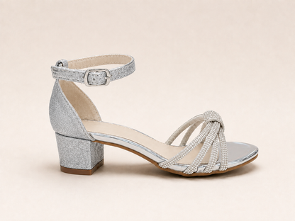 Aria Diamante Silver Block Heel Sandals