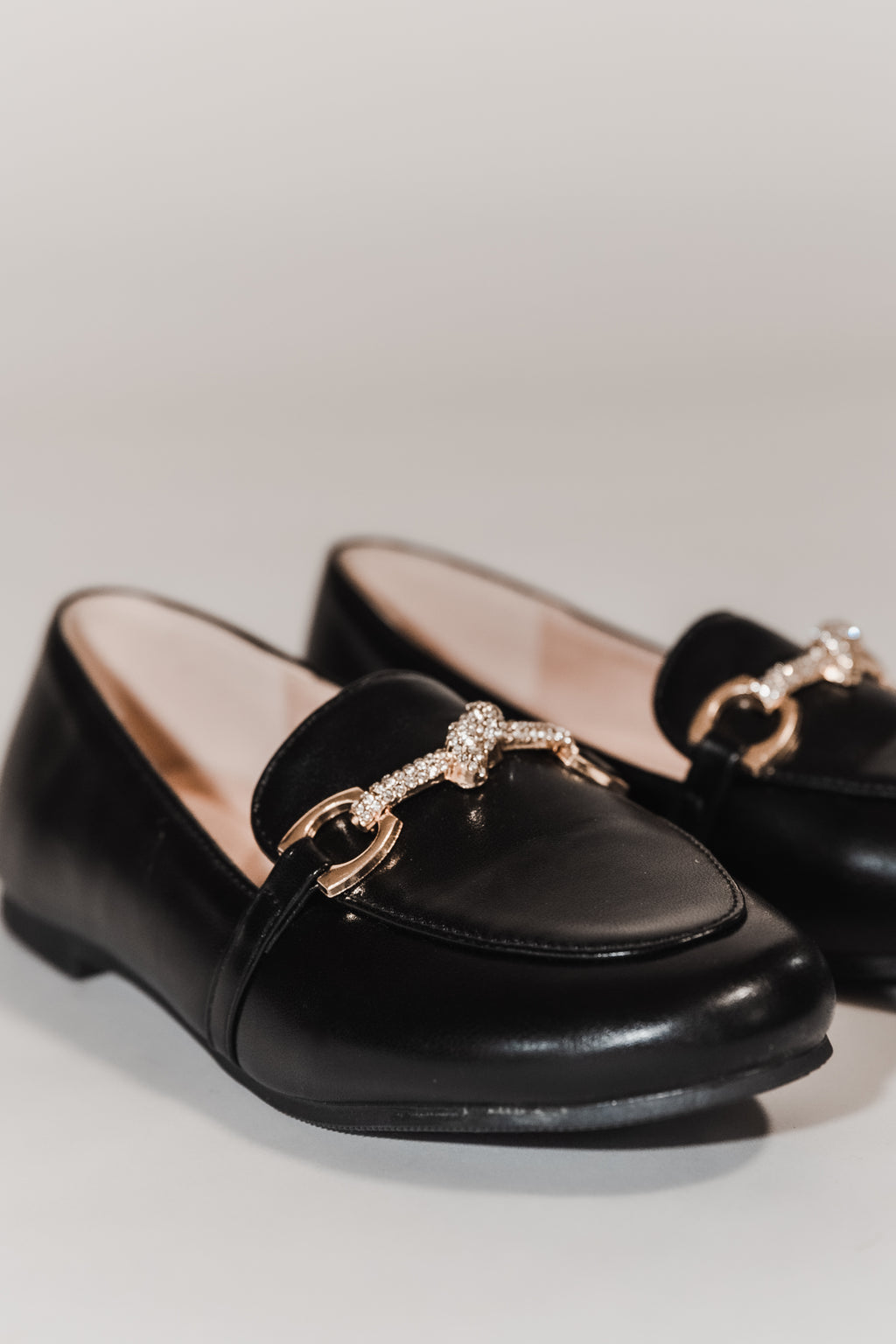 ELICE- Black Girls Diamante Ballerina Loafers