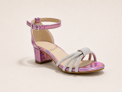 Aria Diamante Pink Block Heel Sandals