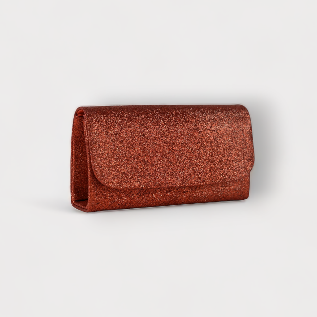 ISABELLA- White  Glitter Hand Clutch Bag
